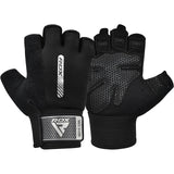 GYM WEIGHT LIFTING GLOVES W1 HALF BLACK-XL - BLACK,XL