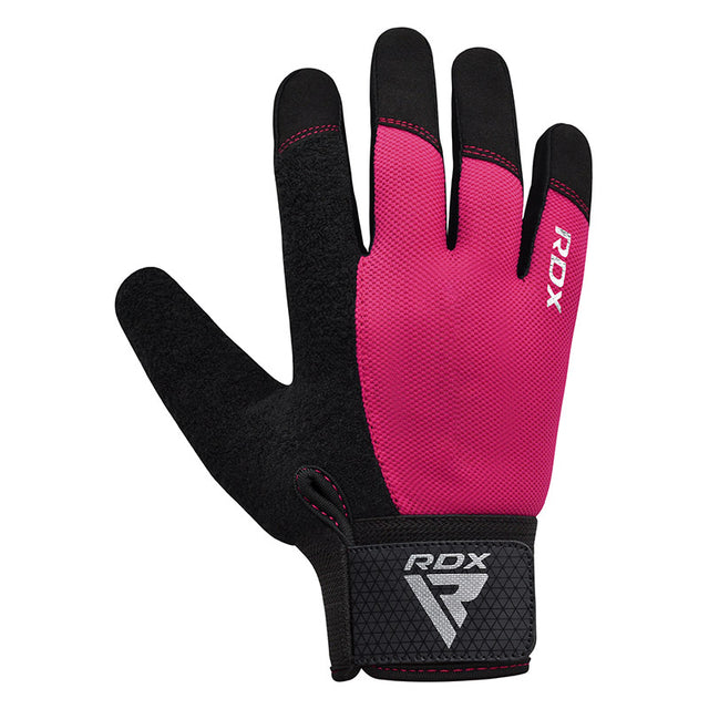 GYM WEIGHT LIFTING GLOVES W1 FULL PINK PLUS-L - PINK,LARGE