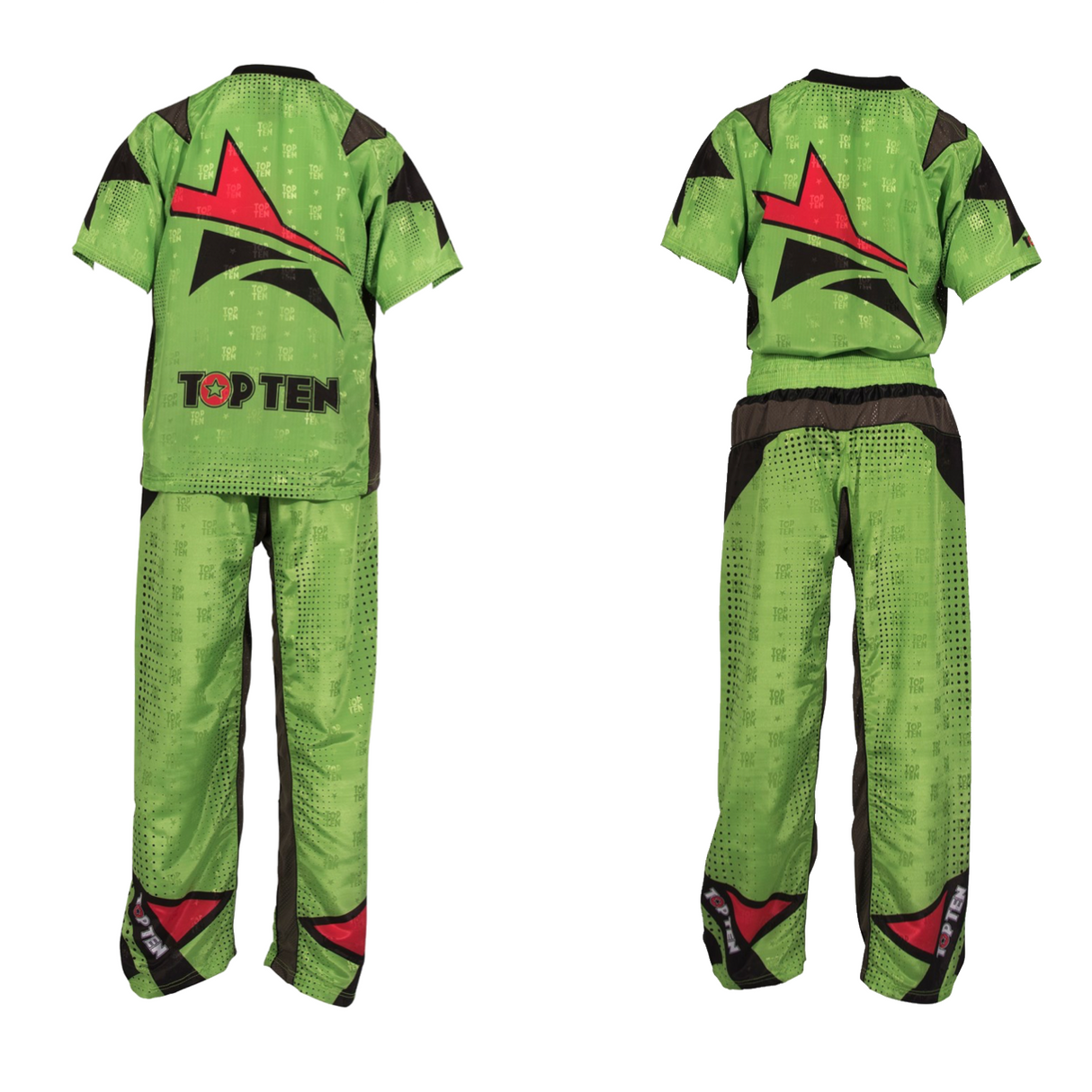 TOP TEN Kickboxing Uniform "FUTURE" - Green/Black ADULT (16811-59) - 160cm - 160cm