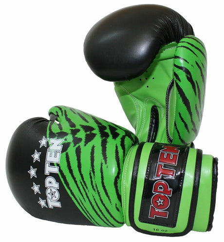 TOP TEN Boxing/Sparring Gloves "Tiger" Green (2272-95) - 10oz - 10oz