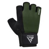 GYM WEIGHT LIFTING GLOVES W1 HALF ARMY GREEN PLUS-L - ARMY GREEN,LARGE