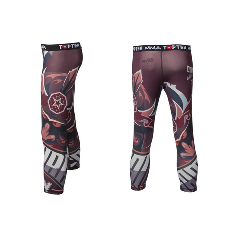 MMA compression Capri pants TOP TEN "Samurai" (18803-14) - Red - XS - Red,XS