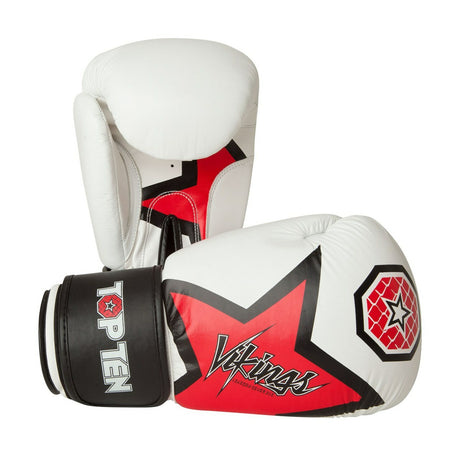 TOP TEN Boxing Gloves "Vikings" White/Red (2368-14) - 10oz - 10oz