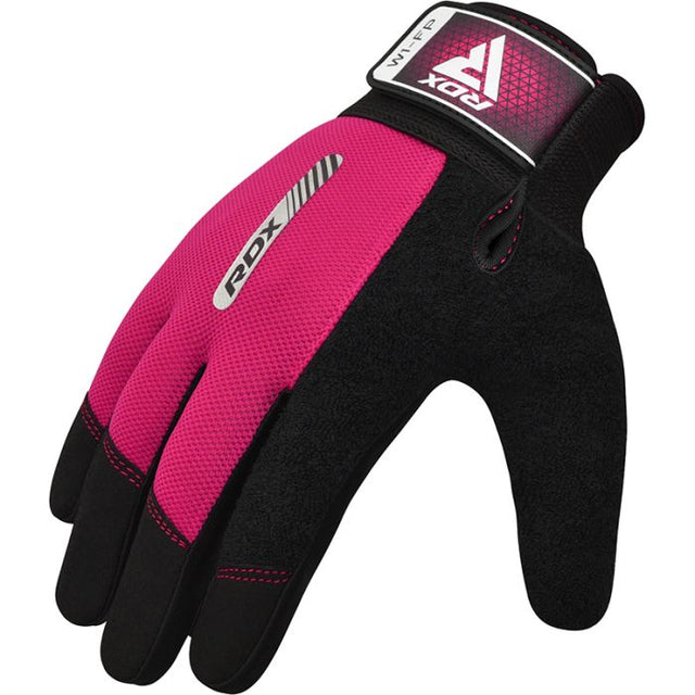 GYM WEIGHT LIFTING GLOVES W1 FULL PINK-L - PINK,LARGE