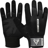 GYM WEIGHT LIFTING GLOVES W1 FULL BLACK-M - BLACK,MEDIUM