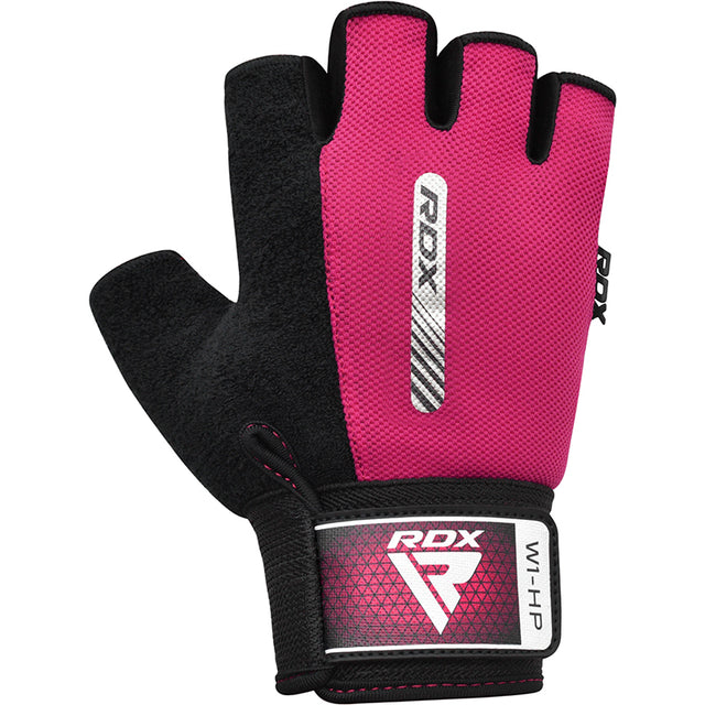 GYM WEIGHT LIFTING GLOVES W1 HALF PINK-L - PINK,LARGE