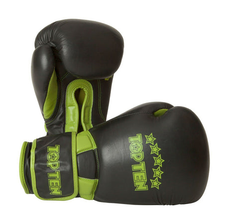 TOP TEN Boxing Gloves "Elite Dual" Black/Green 16oz (2741-9516)