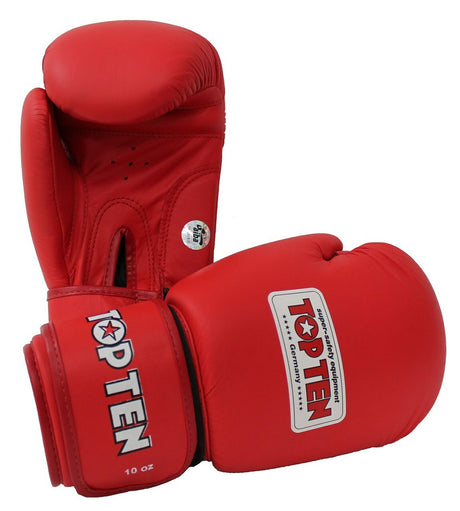 TOP TEN "AIBA" Boxing Gloves Red 10/12oz (2010-4) - 10oz - 10oz