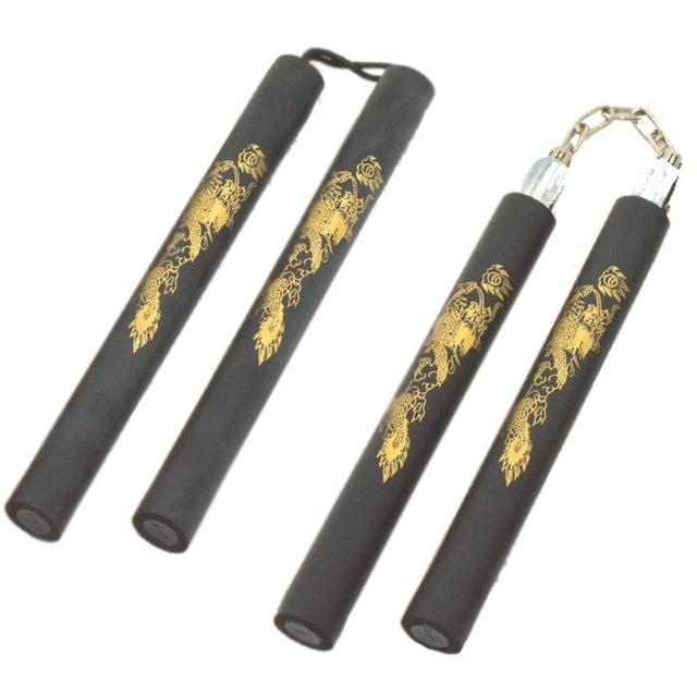 NUNCHAKU 12" BLACK SAFETY WITH CHAINS