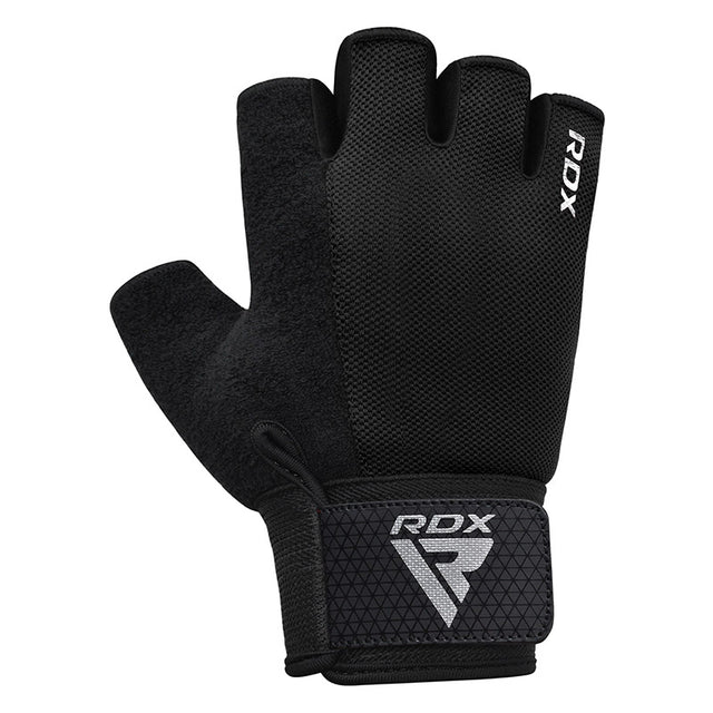 GYM WEIGHT LIFTING GLOVES W1 HALF BLACK PLUS-L - BLACK,LARGE