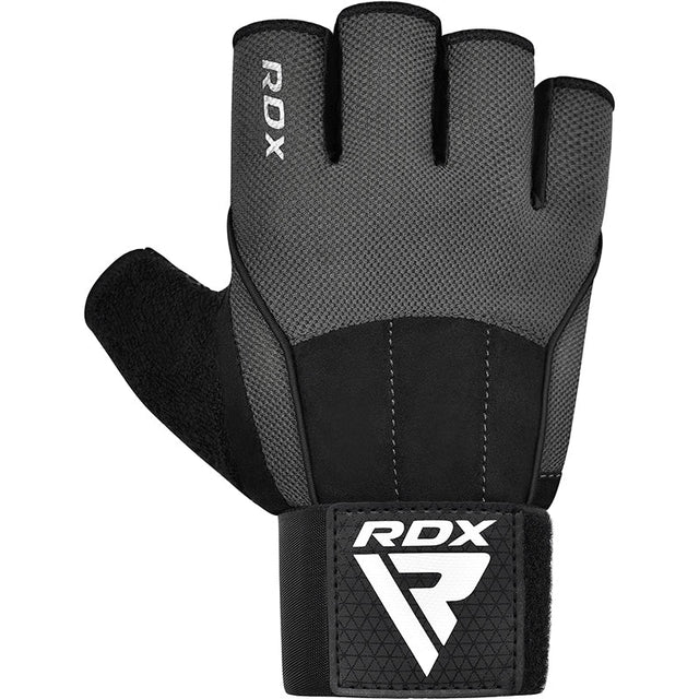 GYM WEIGHT LIFTING GLOVES W3 GREY WITH EVA PADDING-L - GREY,LARGE