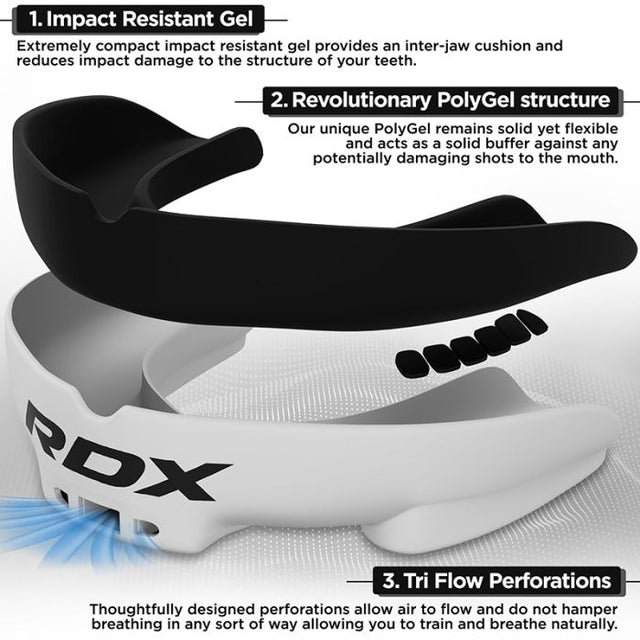 MOUTH GUARD ADULT WHITE/BLACK - WHITE/BLACK,ADULT