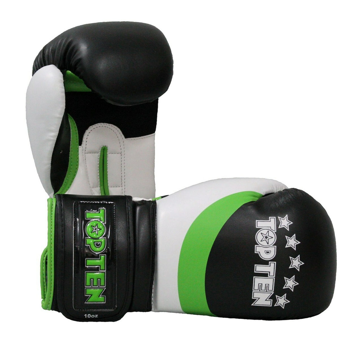 TOP TEN Boxing Gloves "Stripe" Black/Green - 8oz, 10oz & 12oz (2273-95) - 8oz - 8oz