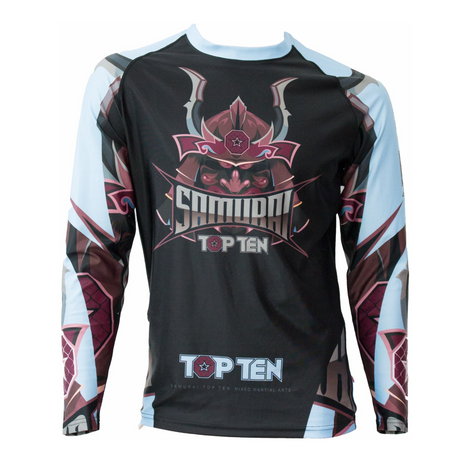 TOP TEN Rash Guard "Samurai" Long sleeve - Black/Blue (14142-96) - Small - Small