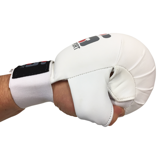 Kicksport Karate Mitts WKF Style - With Thumb - White (KSKMWT-01) - XS/Child - XS/Child