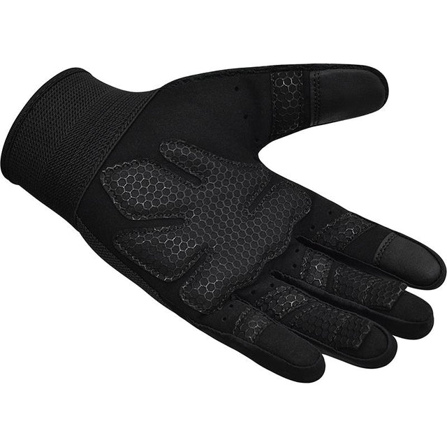 GYM WEIGHT LIFTING GLOVES W1 FULL BLACK-XL - BLACK,XL