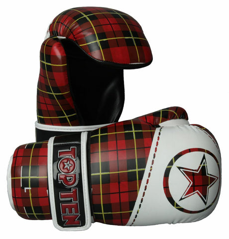 TOP TEN Pointfighter Gloves "Check" White/Red (21661-14)