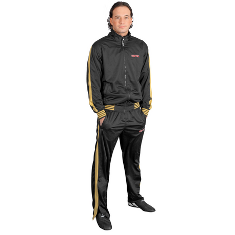 TOP TEN Fitness Tracksuit "STRIPES" 5 Colour Options Child/Youth (7720) - Black/Gold - 140cm - Black/Gold,140cm