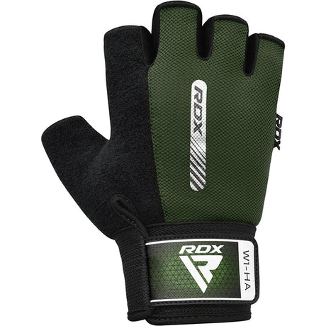 GYM WEIGHT LIFTING GLOVES W1 HALF ARMY GREEN-S - ARMY GREEN,SMALL