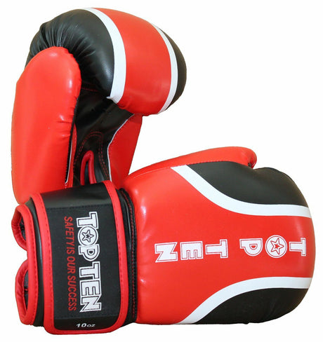 TOP TEN Boxing Gloves "Rallye" Red/Black 10oz/12oz/16oz (2274-94) - 10oz - 10oz