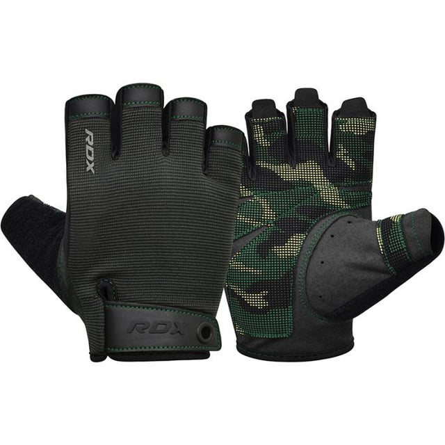 GYM TRAINING GLOVES T2 HALF ARMY GREEN PLUS-XL - XL