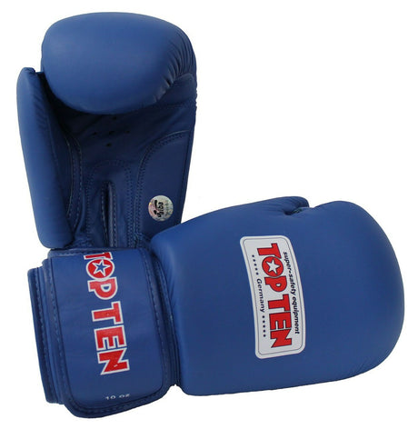 TOP TEN "AIBA" Boxing Gloves Blue 10/12oz (2010-6) - 10oz - 10oz