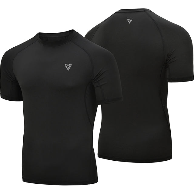 CLOTHING T15 COMPRESSION RASH GUARD BLACK HALF-M - MEDIUM