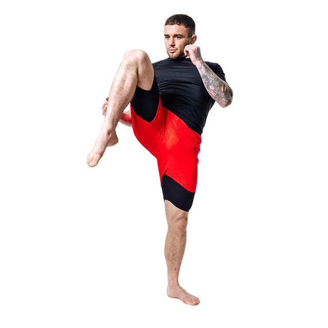 MMA SHORTS T16 RED/BLACK-S - RED/BLACK,SMALL