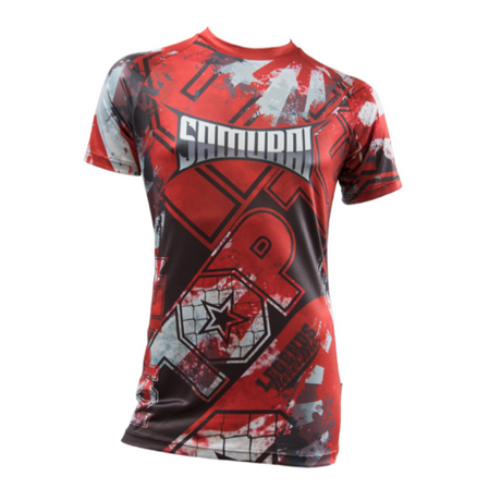 TOP TEN Rash Guard "Samurai" short sleeve  Red/Black (14132-4) - Small - Small