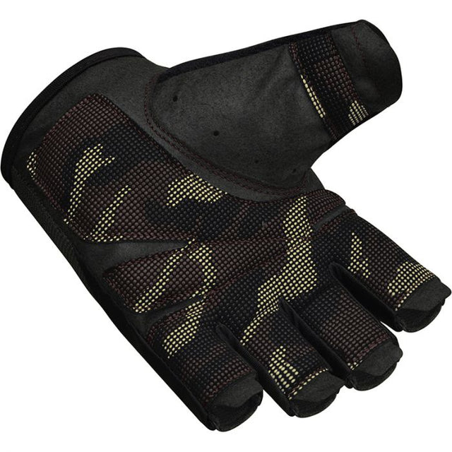 GYM TRAINING GLOVES T2 HALF BROWN PLUS-L - Large