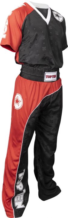 Kickboxuniform „Bow“ - Black - Red - White,130cm