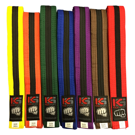 Belts Coloured/Single Black Stripe 240cm Child - Orange - Black - 240cm - Orange - Black,240cm