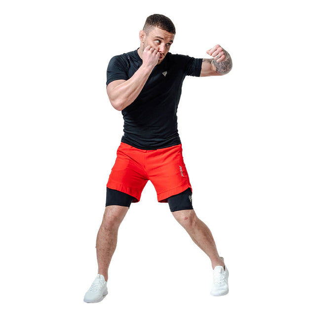 MMA SHORTS T16 RED/BLACK-3XL - RED/BLACK,3XL