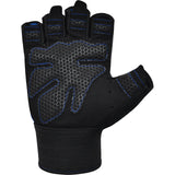 GYM WEIGHT LIFTING GLOVES W1 HALF BLUE-S - BLUE,SMALL