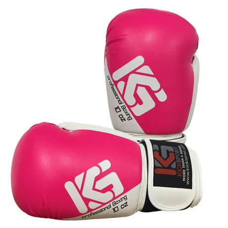 Boxing Gloves 10oz - Women's Fitness in Pink/White (KSLWG10-7110)