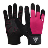 GYM WEIGHT LIFTING GLOVES W1 FULL PINK PLUS-L - PINK,LARGE