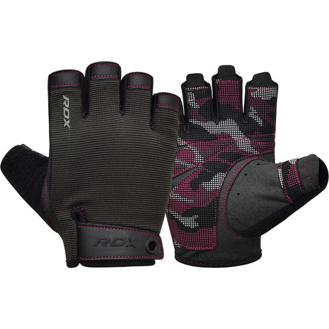 GYM TRAINING GLOVES T2 HALF PINK PLUS-L - Large