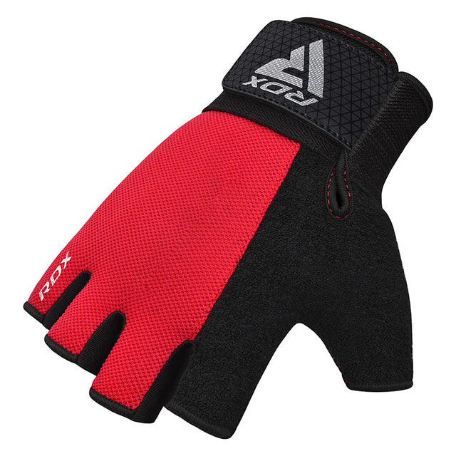 GYM WEIGHT LIFTING GLOVES W1 HALF RED PLUS-XL - RED,XL